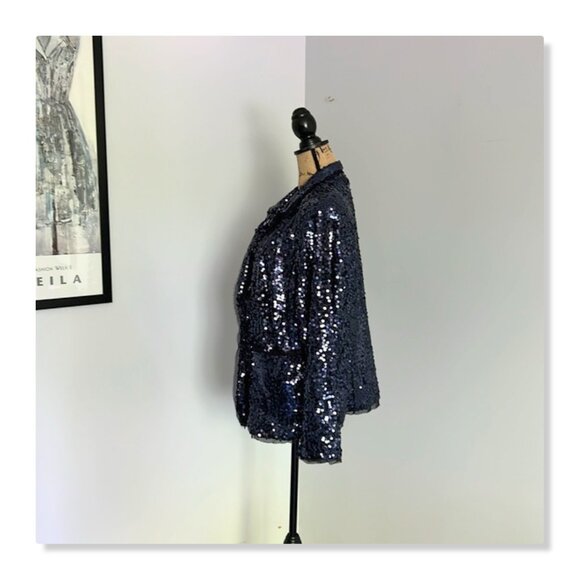 Joan Rivers Touch of Sparkle Sequin Blazer Midnight Blue Sz 1X - Picture 5 of 14